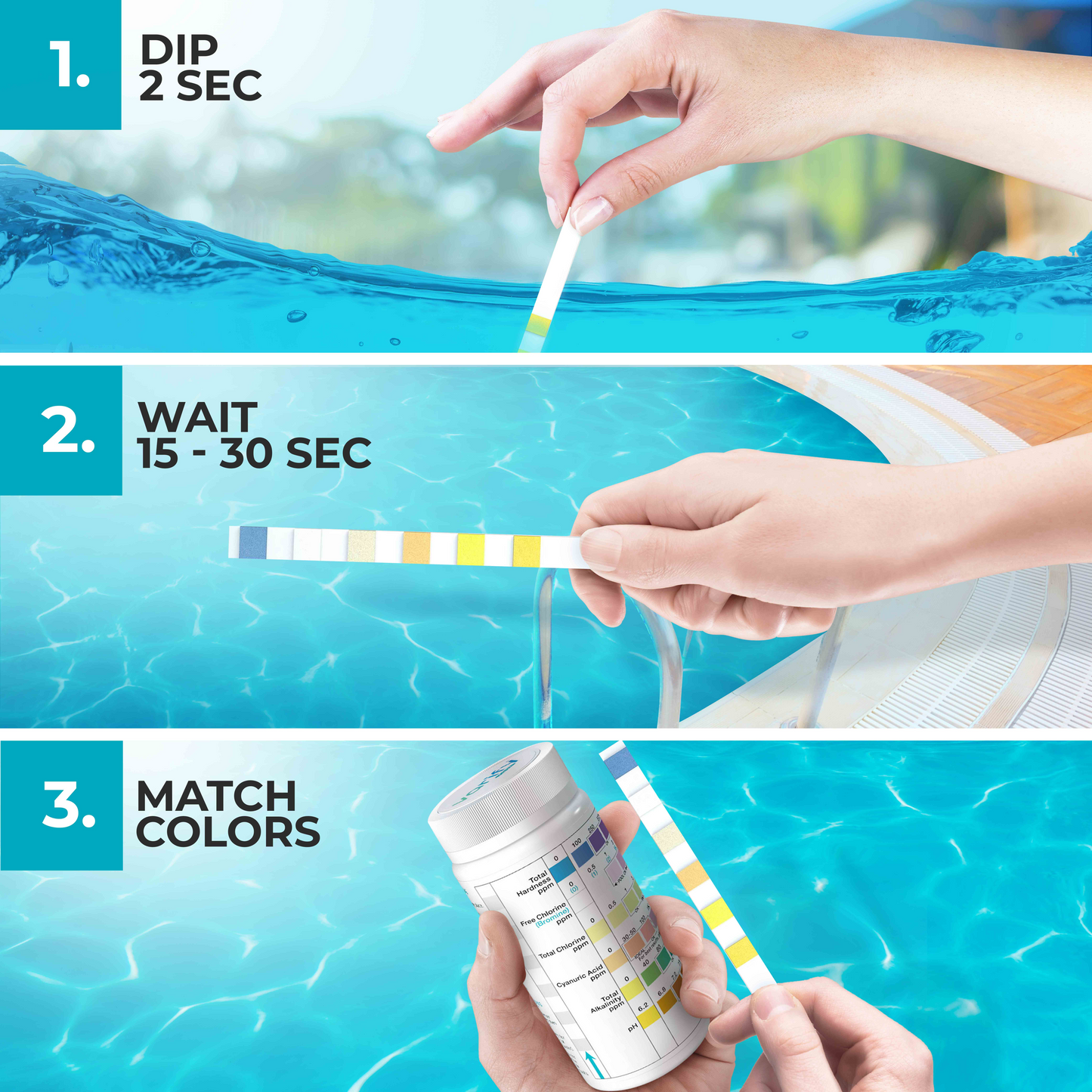 7 in 1 Pool and Spa Test Strips - 100 count